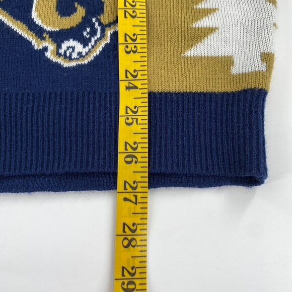 Los Angeles LA Rams NFL Sz S Mens Holiday X-Mas Sweater Graphic Print Blue Gold - Picture 6 of 9